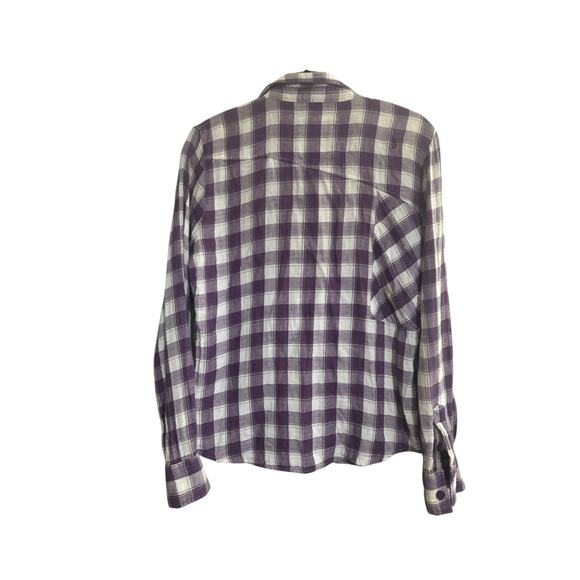 Volcom Womens Medium Cotton Purple Plaid Luna Long Sleeve Button Top #5650 - Picture 7 of 15